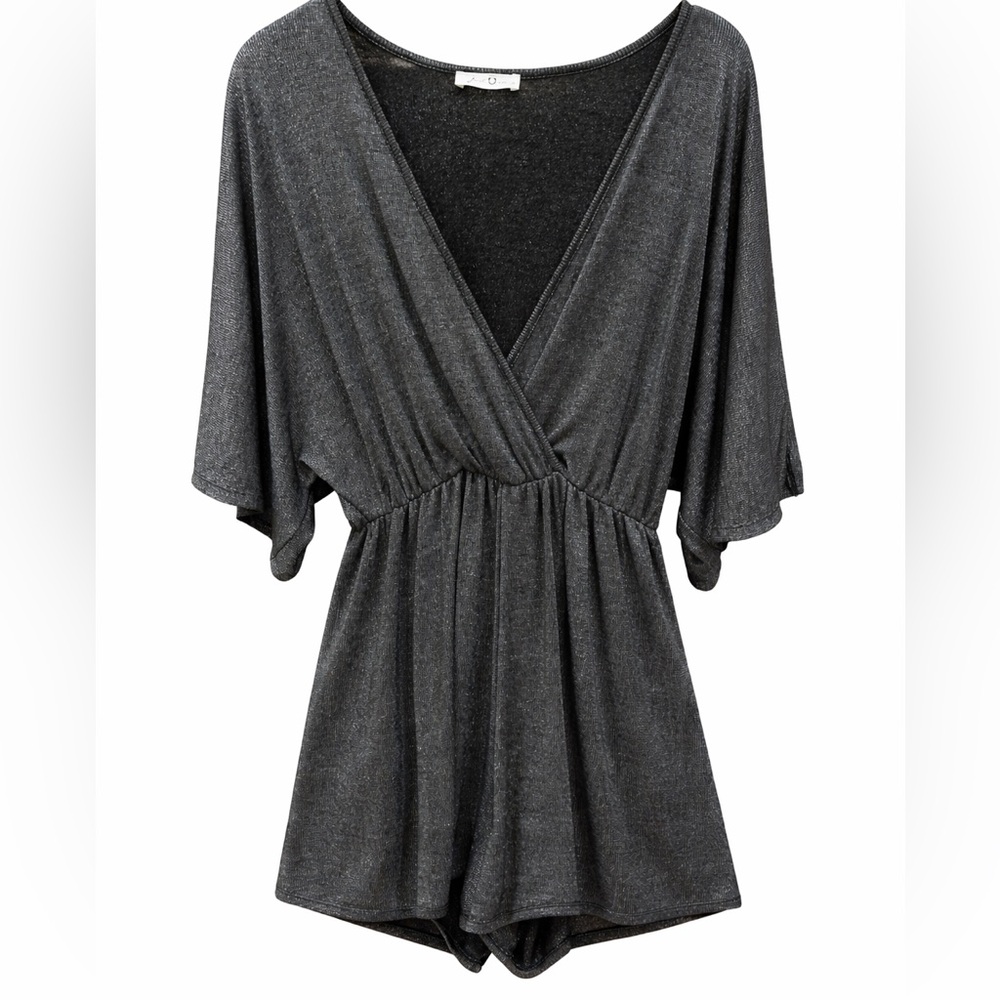 ✨ Just U In Metallic Silver Wrap Romper | Size M ✨